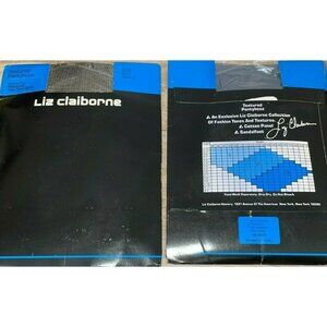 Womens Liz Claiborne Texture Pantyhose Sz 3 Blk Control Top Meshworks Sandalfoot